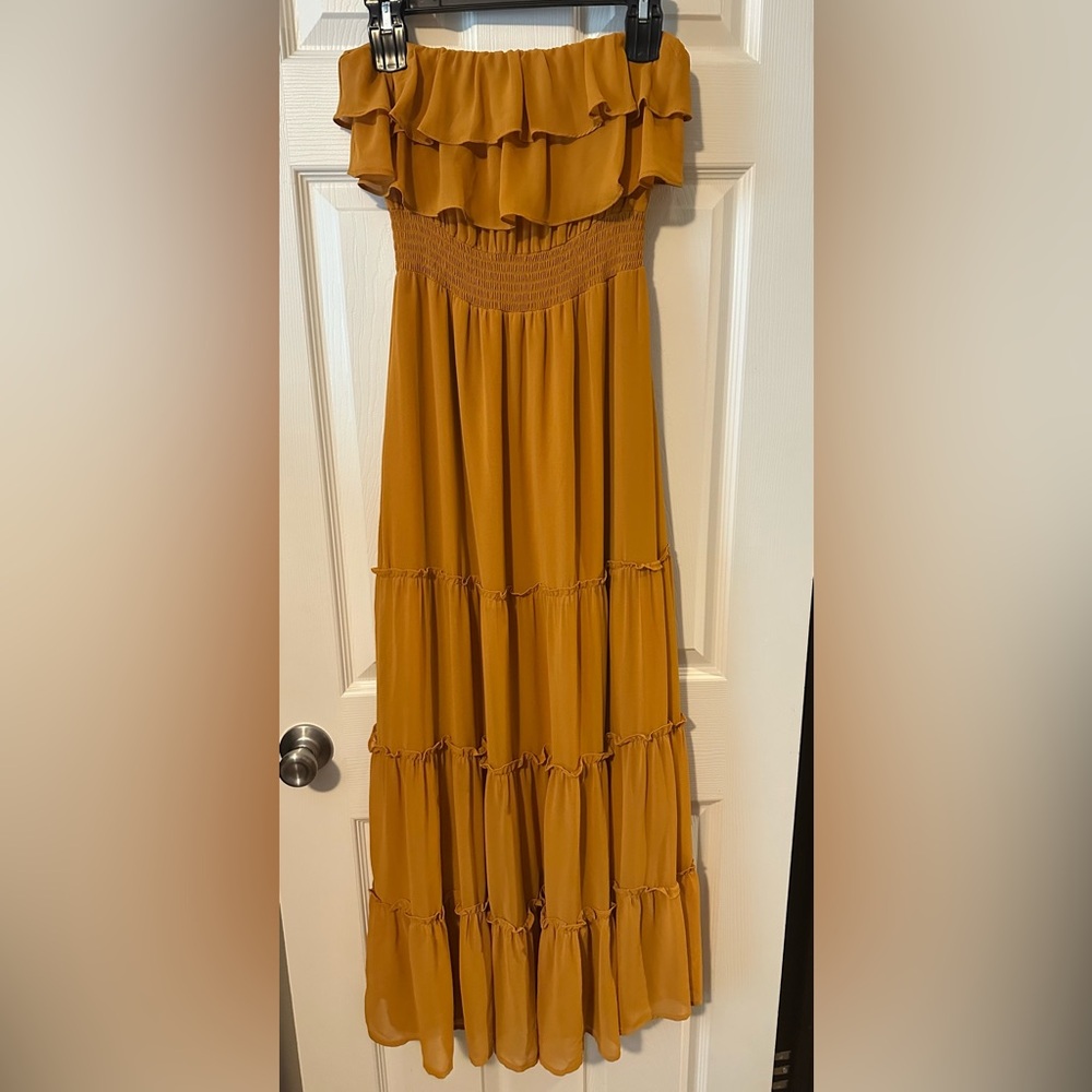 Elegant Mustard Tiered Skirt